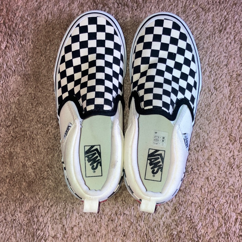 Vans Kids Black and White Checkered Slip-On Sneakers